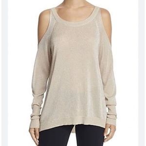 Ramy Brook Women’s Tasha Gold Cold Shoulder Pullover Sweater Size Small S